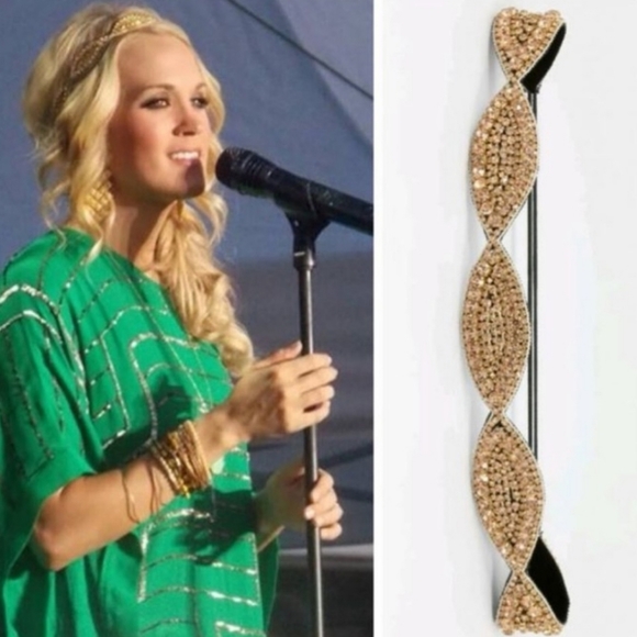 Anthropologie Accessories - ✨Anthro Boho Jeweled Gold Headband🎀